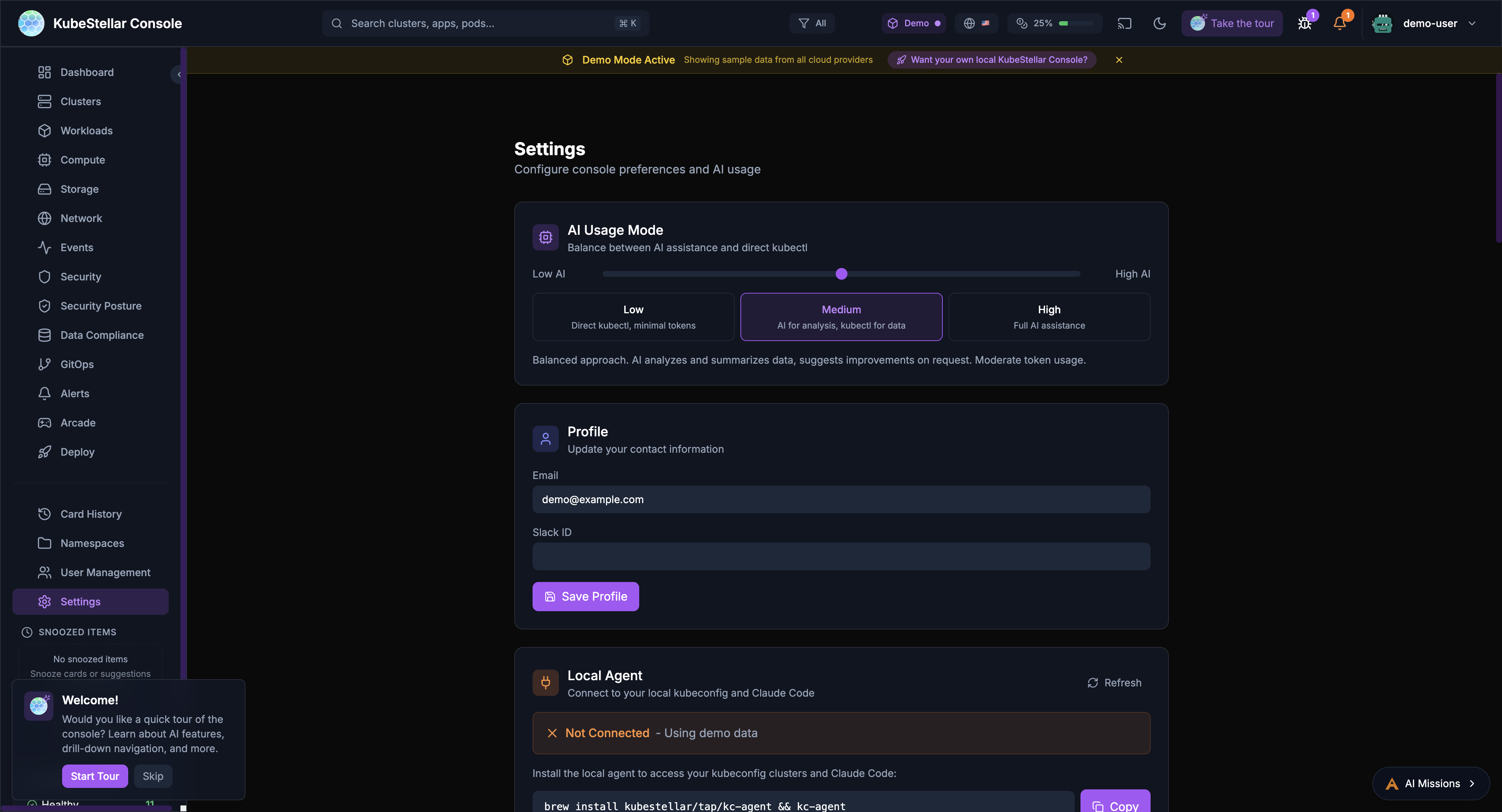 Settings Page